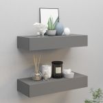 Dulapuri de perete cu sertare, 2 buc. gri, 60x23,5x10 cm, MDF GartenMobel Dekor