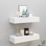 Dulapuri de perete cu sertare 2 buc. alb, 60x23,5x10 cm MDF GartenMobel Dekor