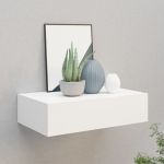 Raft de perete cu sertar, alb, 40x23,5x10 cm, MDF GartenMobel Dekor