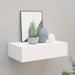 Raft de perete cu sertar, alb, 40x23,5x10 cm, MDF GartenMobel Dekor