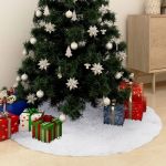 Covor fustă brad Crăciun, alb, 150 cm, blană artificială GartenMobel Dekor