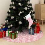 Covor fustă de brad Crăciun cu șosetă, roz, 90 cm, țesătură GartenMobel Dekor