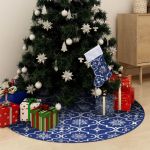 Covor fustă de brad Crăciun cu șosetă albastru 122 cm țesătură GartenMobel Dekor