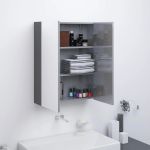 Dulap de baie cu oglindă, gri strălucitor, 60x15x75 cm, MDF GartenMobel Dekor