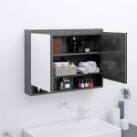 Dulap de baie cu oglindă, gri strălucitor, 80x15x60 cm, MDF GartenMobel Dekor