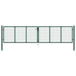 Poartă de grădină din plasă, verde, 400 x 100 cm, oțel GartenMobel Dekor