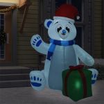 Urs polar gonflabil de Crăciun cu LED, 2,4 m, interior/exterior GartenMobel Dekor