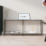 Masă consolă,alb, 180x35x75,5 cm, sticlă securizată GartenMobel Dekor