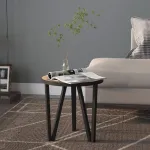 Masă de ceai, negru și galben, Ø35 cm, MDF GartenMobel Dekor