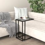 Masă laterală de calculator negru 50x35x65 cm sticlă securizată GartenMobel Dekor