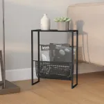 Raft de reviste, negru, 35x15x45 cm, oțel GartenMobel Dekor