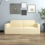 Husă elastică pentru canapea cu 2 locuri poliester jersey crem GartenMobel Dekor