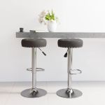 Scaune de bar, 2 buc., negru, material textil GartenMobel Dekor