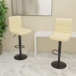 Scaune de bar, 2 buc., crem, material textil GartenMobel Dekor