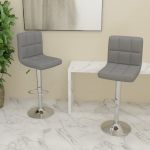 Scaune de bar, 2 buc., gri deschis, material textil GartenMobel Dekor
