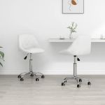 Scaune de bucătărie pivotante, 2 buc., alb, piele artificială GartenMobel Dekor