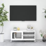Dulap TV, alb, 90x30x44 cm, oțel și sticlă GartenMobel Dekor