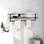 Suport de prosoape, negru, 95x25x22 cm, fier GartenMobel Dekor