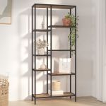 Bibliotecă, 80x30x180 cm, oțel și lemn prelucrat GartenMobel Dekor