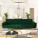 Canapea extensibilă cu 2 locuri, 2 perne, verde închis, catifea GartenMobel Dekor