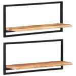 Rafturi de perete 2 buc. 80x25x35 cm lemn masiv acacia/oțel  GartenMobel Dekor