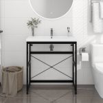 Cadru chiuvetă de baie, negru, 79x38x83 cm, fier GartenMobel Dekor