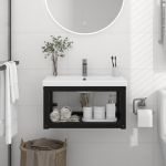 Cadru chiuvetă de baie pentru perete, negru, 59x38x31 cm, fier GartenMobel Dekor