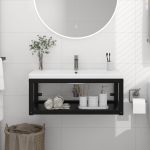 Cadru chiuvetă de baie pentru perete, negru, 79x38x31 cm, fier GartenMobel Dekor
