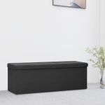 Bancă de depozitare pliabilă, negru, imitație de pânză GartenMobel Dekor