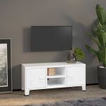 Dulap TV industrial, alb, 105x35x42 cm, metal GartenMobel Dekor