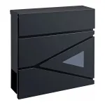 Cutie Postala Metalica Gri Antracit cu Suport pentru Ziare/Reviste si Fereastra Vizualizare, Dimensiuni 37x37x10 cm