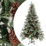 Brad de Crăciun cu conuri de pin, verde/alb, 195 cm, PVC&PE GartenMobel Dekor