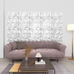 Panouri de perete 3D 12 buc. alb 50x50 cm model diamant 3 m² GartenMobel Dekor
