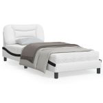 Cadru de pat cu tăblie, alb și negru, 90x200 cm piele ecologică GartenMobel Dekor