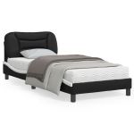 Cadru de pat cu tăblie, negru și alb, 90x200 cm piele ecologică GartenMobel Dekor