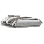 Cadru de pat cu lumini LED, gri beton, 135x190 cm GartenMobel Dekor
