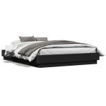 Cadru de pat cu lumini LED, negru, 120x190 cm GartenMobel Dekor