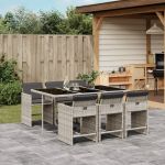 Set mobilier de grădină cu perne, 7 piese gri deschis poliratan GartenMobel Dekor