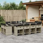 Set mobilier de grădină cu perne 13 piese gri deschis poliratan GartenMobel Dekor