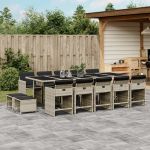 Set mobilier de grădină cu perne 15 piese gri deschis poliratan GartenMobel Dekor