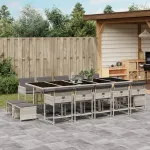 Set mobilier de grădină cu perne 15 piese gri deschis poliratan GartenMobel Dekor