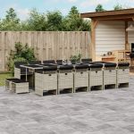 Set mobilier de grădină cu perne 17 piese gri deschis poliratan GartenMobel Dekor