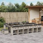 Set mobilier de grădină cu perne 17 piese gri deschis poliratan GartenMobel Dekor
