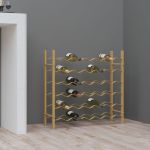Suport sticle de vin pentru 36 sticle, auriu,metal GartenMobel Dekor