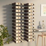 Suport sticle vin montat pe perete 36 sticle, 2 buc. alb fier GartenMobel Dekor