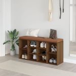 Bancă pentru pantofi stejar maro 103x30x48 cm lemn prelucrat GartenMobel Dekor