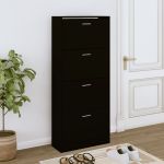 Pantofar, negru, 63x24x147 cm, lemn compozit GartenMobel Dekor