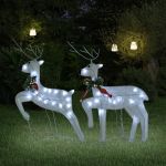 Reni de Crăciun, 2 buc., alb, 40 LED-uri GartenMobel Dekor