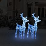 Reni de Crăciun, 2 buc., albastru, 80 LED-uri, acril GartenMobel Dekor