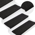 Covorașe scări autoadezive, 15 buc., antracit, 65x24,5x3,5 cm GartenMobel Dekor